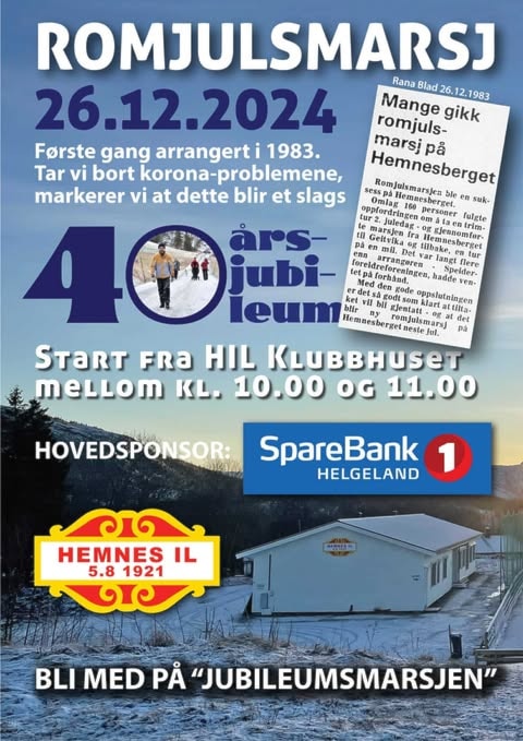 Hemnes ILs Romjulsmarsj 2024 Jubileum 26. desember